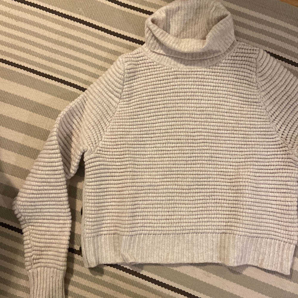 Madewell cropped turtleneck sweater with side buttons